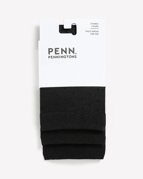Black Nylon Ankle Socks, Set of 3