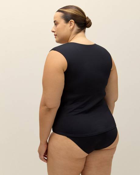 Black Twisted V-Neck Tankini Top