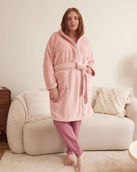 Cable Knit Hooded Robe - ti Voglio