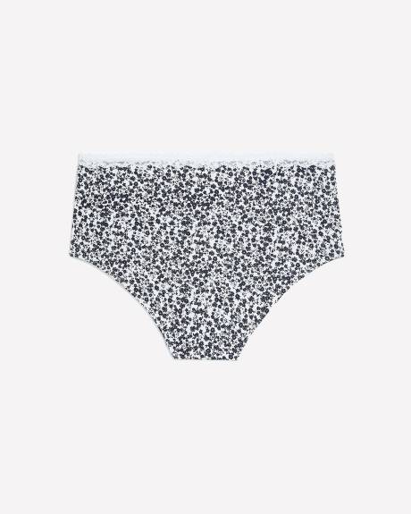 Floral Cotton-Blend Brief with Lace - ti Voglio