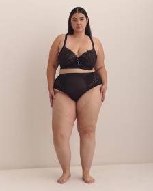 Black Sexy Cheeky Brief with Embroidery - Déesse Collection