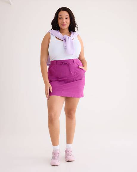 Cotton Skort With Ribbed Waistband
