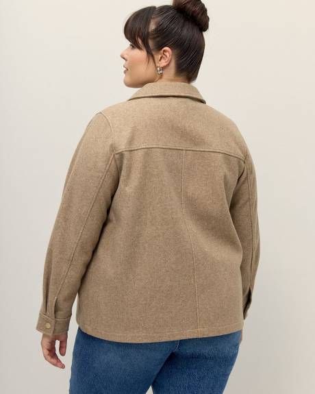 Beige Shacket with Front Zip - Addition Elle