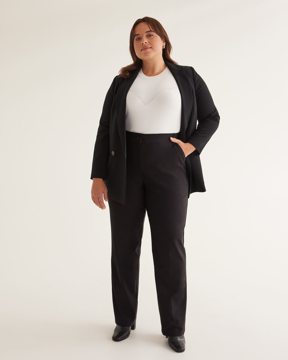 Womens Solid Straight Fit Formal Pants