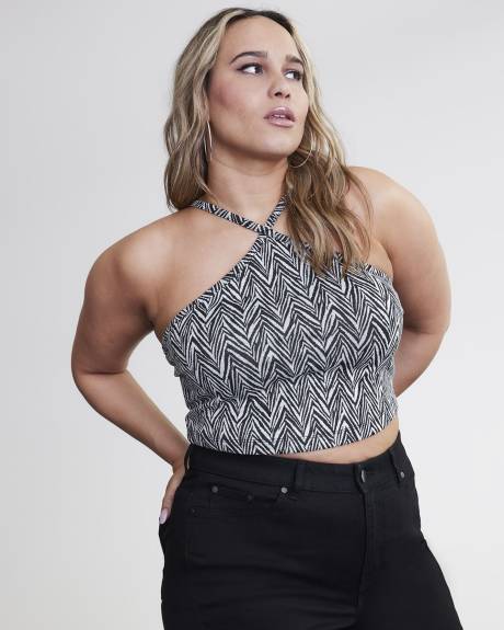 Camisole courte licou noire avec bretelles spaghetti - Addition Elle
