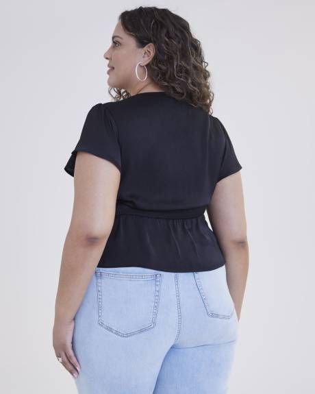 V-Neck Blouse with Fluttered Sleeves - Addition Elle