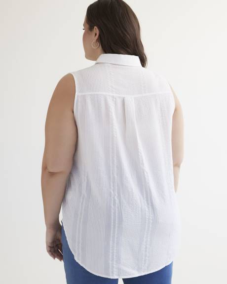 White Cotton Sleeveless Tunic Shirt