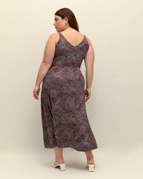 Robe longue évasée sans manches avec ceinture, tissu responsable