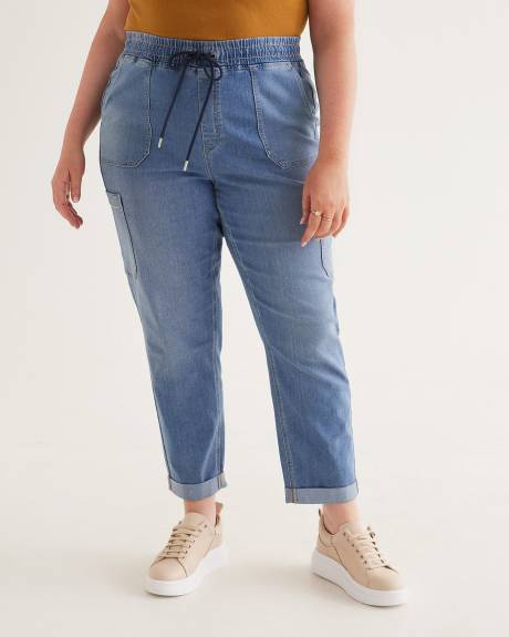 Pantalon style jogger cargo en denim extensible, délavé pâle, coupe 1948 - d/C JEANS