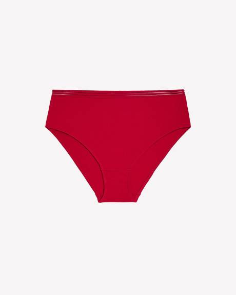 High-Cut Red Cotton Brief with Striped Elastic - ti Voglio
