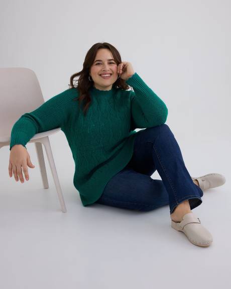 Pointelle Sweater with Scallop Edges