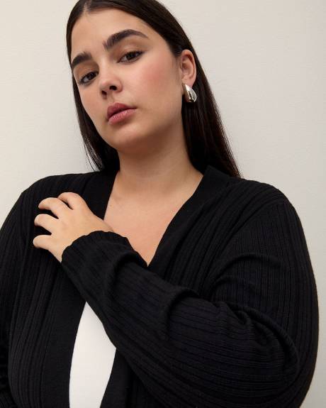 Cardigan long à devant ouvert, tissu responsable
