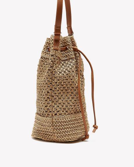 Straw Boho Drawstring Handbag