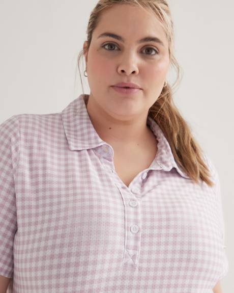 Gingham-Print Short-Sleeve Polo - Active Zone