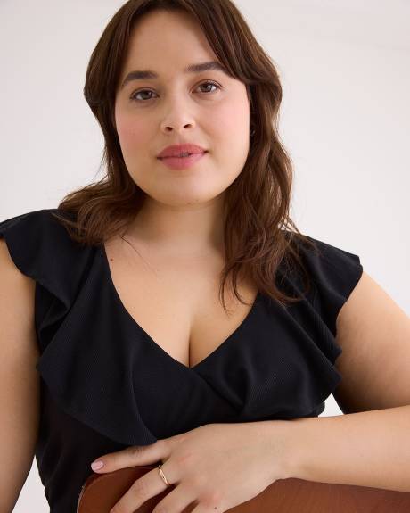 Responsible, Sleeveless Wrap Jumpsuit with Ruffles