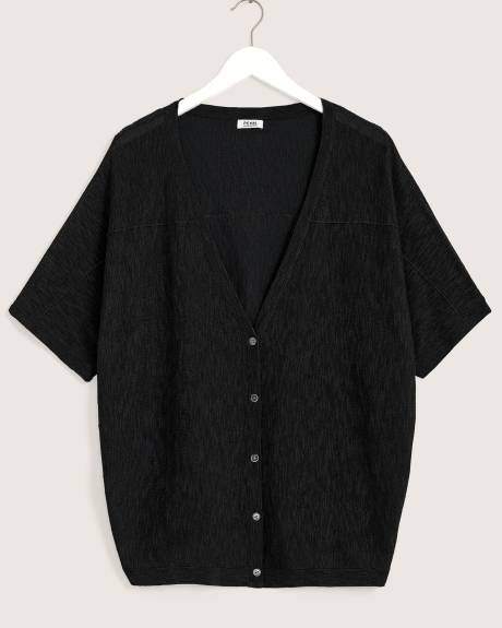 Short Cardigan Cocoon-Shape with 3/4-Sleeve