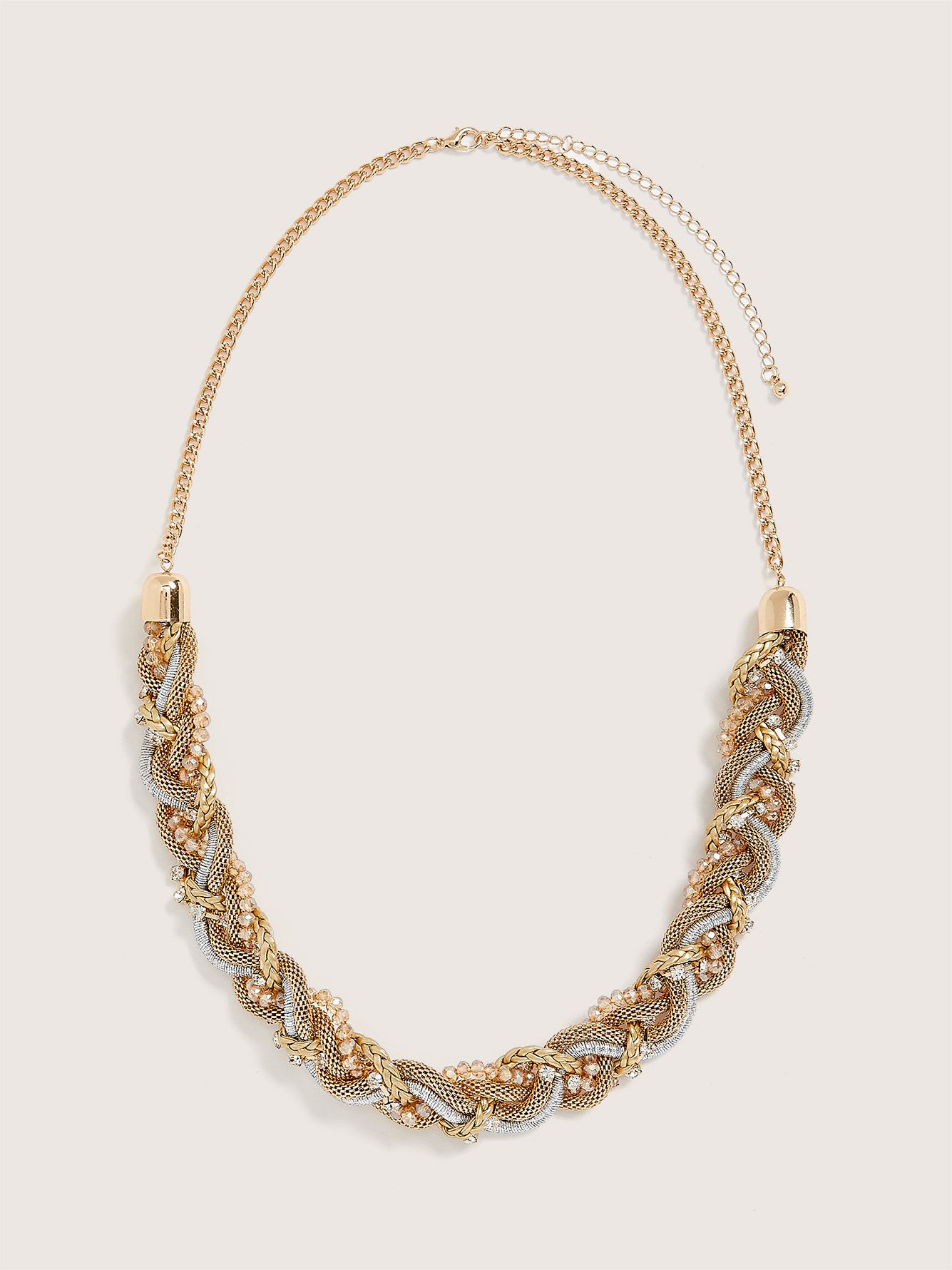 Short Twisted Mesh and Beads Necklace Penningtons