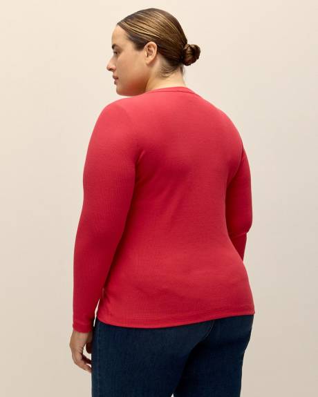 Ribbed Knit Henley T-Shirt - Addition Elle - PENN. Essentials