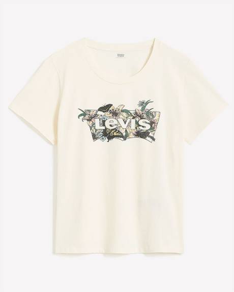 White Crewneck Tee with Batwing Logo - Levi's