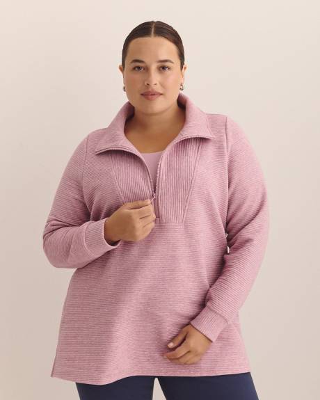 Heather Half-Zip Ottoman Tunic Sweatshirt - Active Zone