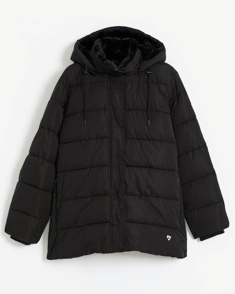 Manteau d'hiver matelassé noir, tissu responsable - Active Zone