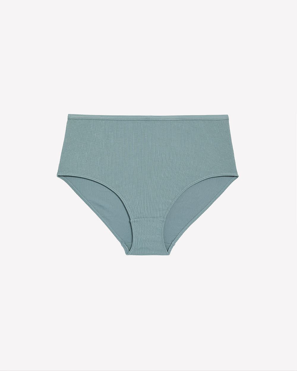 Blue Ribbed Full Brief with Shiny Elastic - ti Voglio