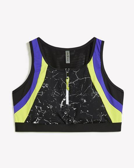 Colour Block Bikini Top with Zipper - Active Zone