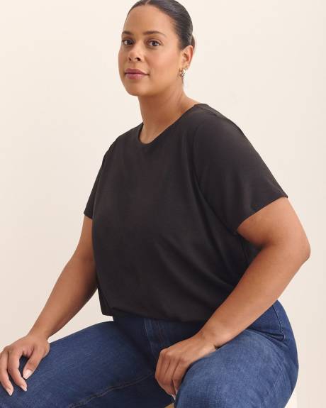 Bubble-Hem Short-Sleeve Top