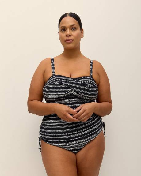Striped Twisted Bandeau Tankini Top