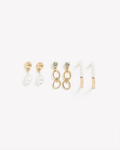 Boucles d'oreilles avec perles, ens. de 3