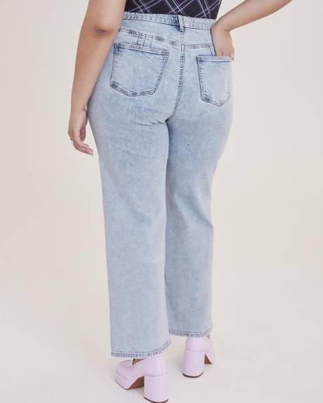 Jean à jambe évasée et taille haute, coupe galbée, délavé à l'acide, tissu responsable - d/C Jeans