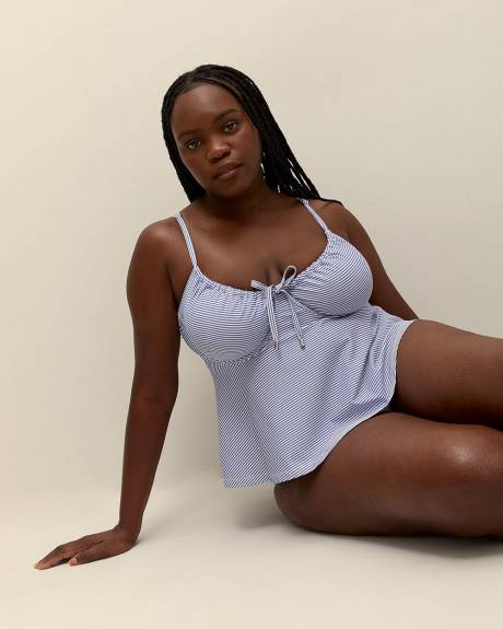 Blue Striped Underwire Swing Tankini