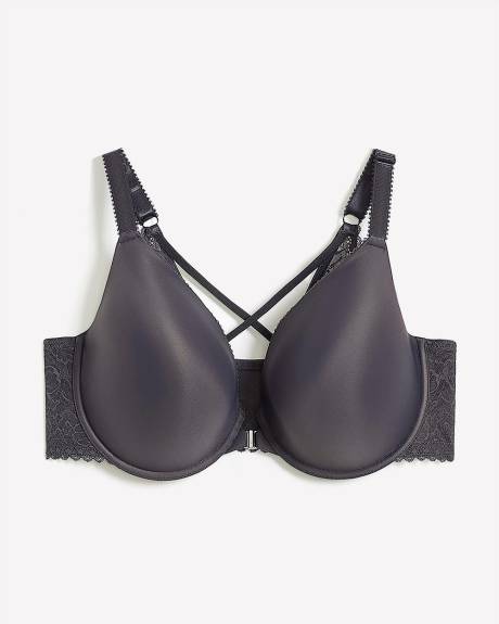 Front-Closure Plunge Bra with Lace Back - Déesse Collection