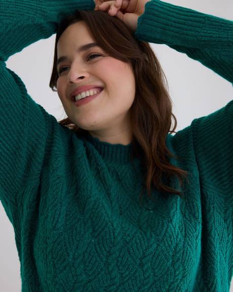 Pointelle Sweater with Scallop Edges