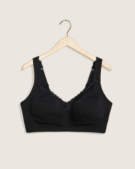 Cotton Wireless Bra With Scallop Lace Trim - tiVOGLIO