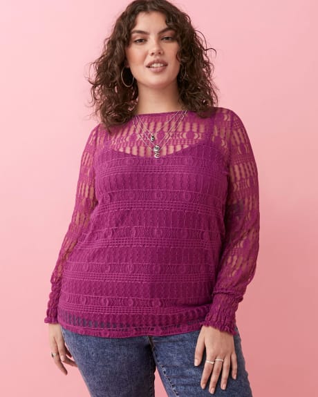 Lace Popover Top With Cami Lining - Addition Elle