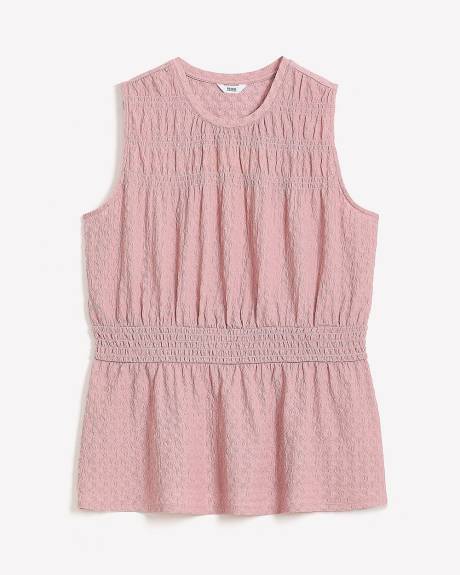 Smocked Sleeveless Knit Top