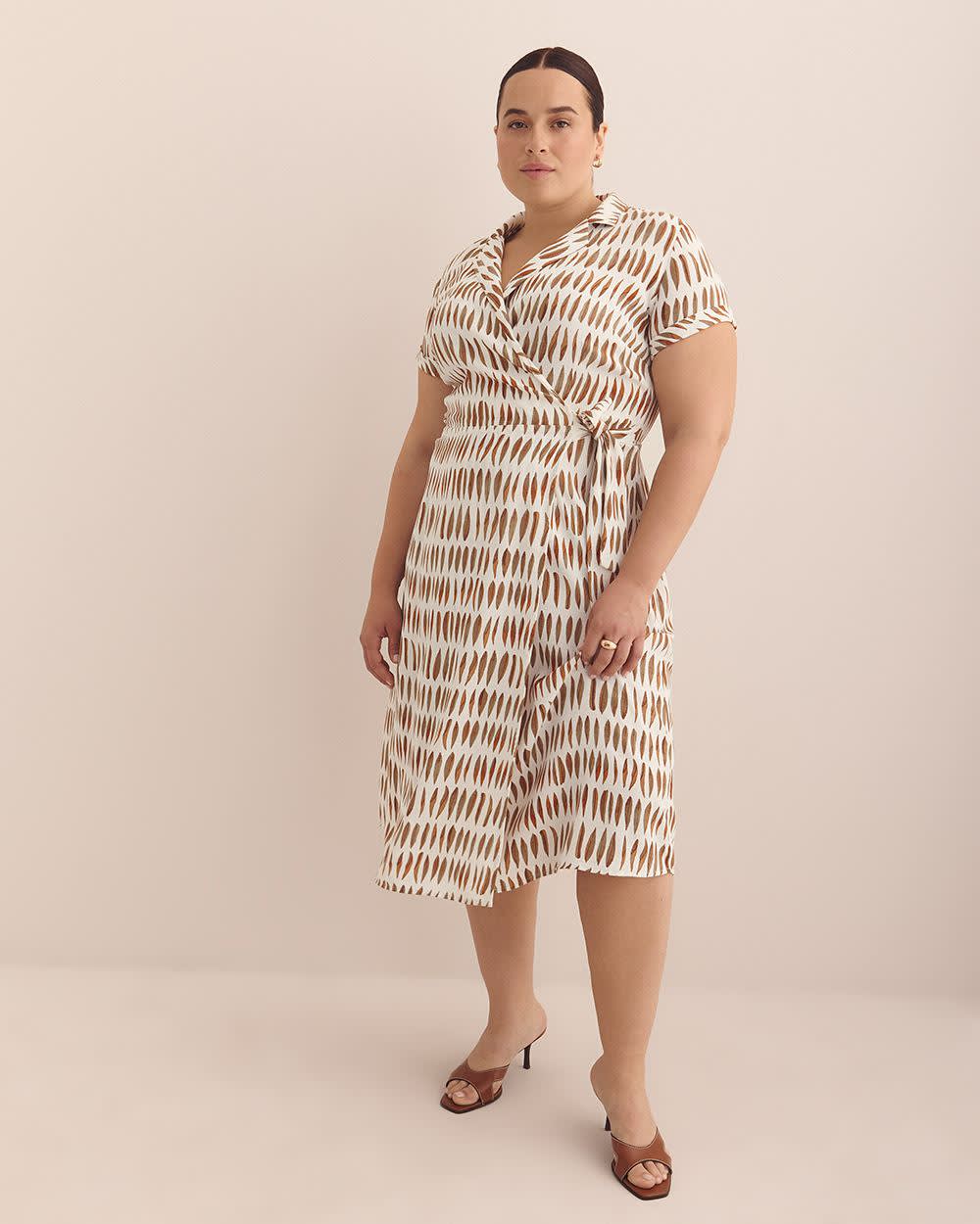 Wrap Dress with Notch Collar - Addition Elle