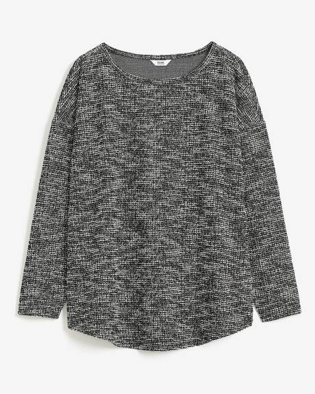 Black and White Dolman-Sleeve Knit Top