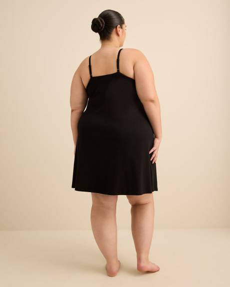 Nuisette sans manches en tricot c&ocirc;tel&eacute; avec dentelle - D&eacute;esse Collection