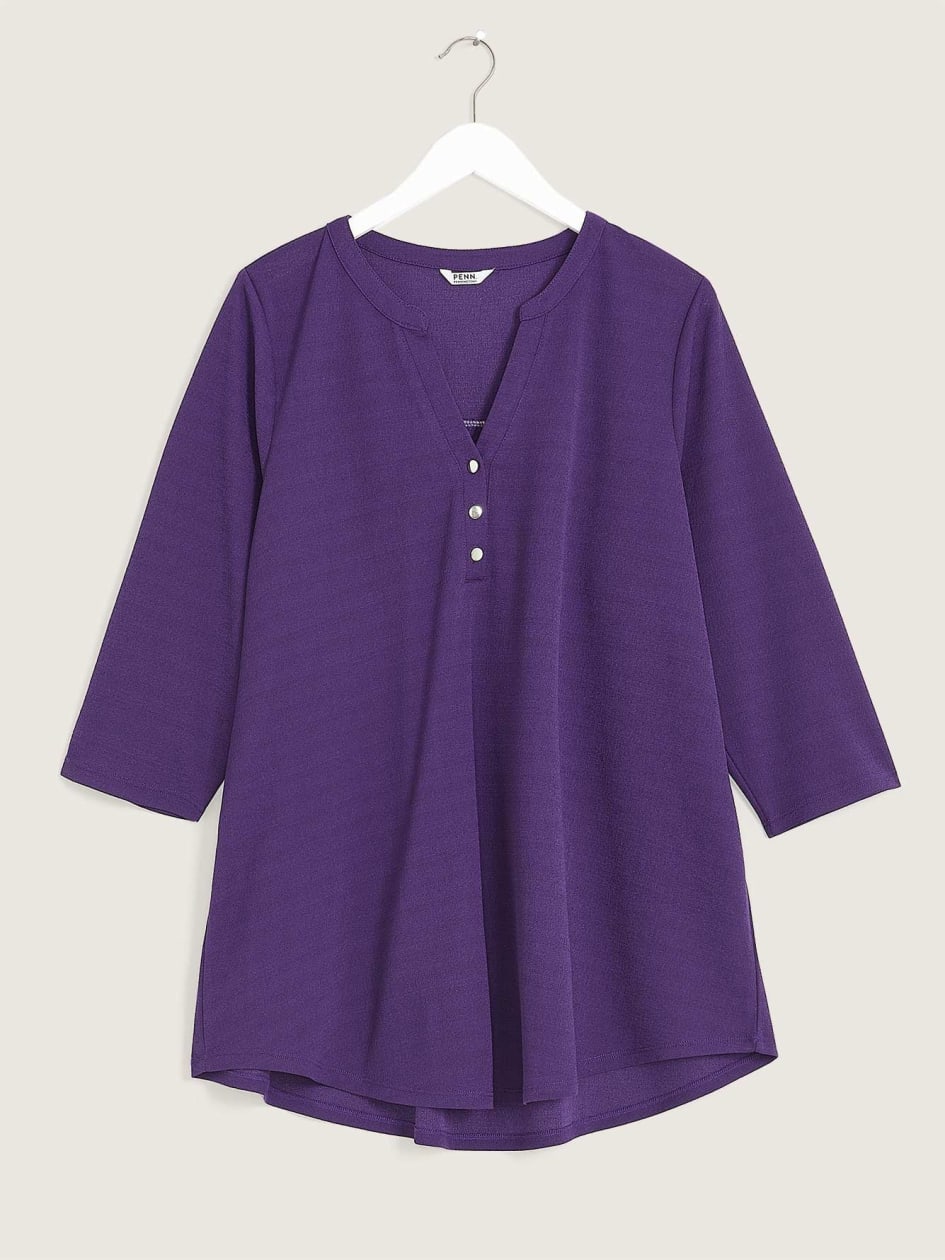 Solid 3/4-Sleeve A-Line Tunic