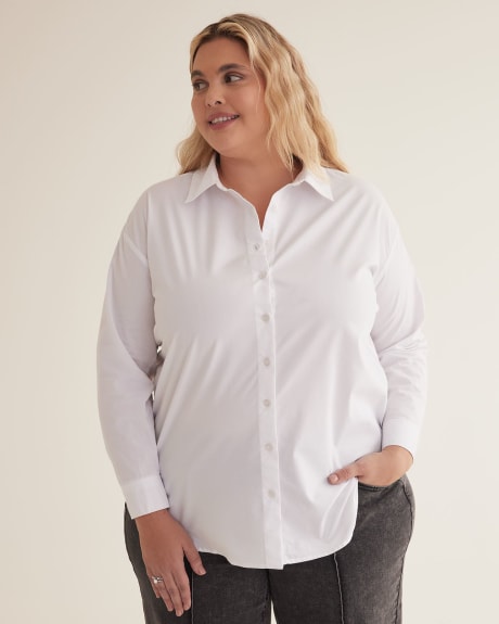 Gemolly Women's Basic Button Down Shirts Long Sleeve Plus Size Simple  Stretch Formal Casual Shirt Blouse : : Clothing, Shoes &  Accessories