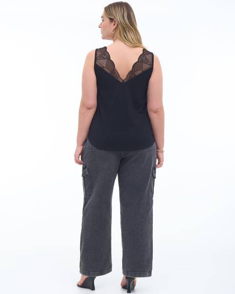 Sleeveless Rib Cami with Lace - Addition Elle