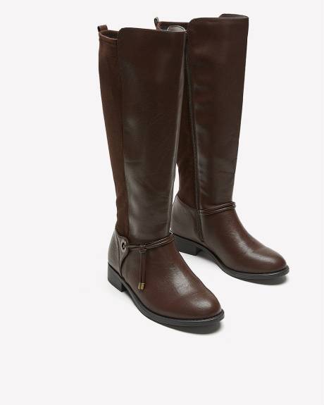 Extra Wide Width, Tall Faux Leather Boot with Stretch Calf