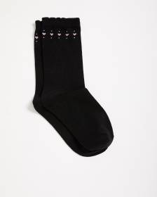 Chaussettes à rebord festonné avec imprimé de coeurs