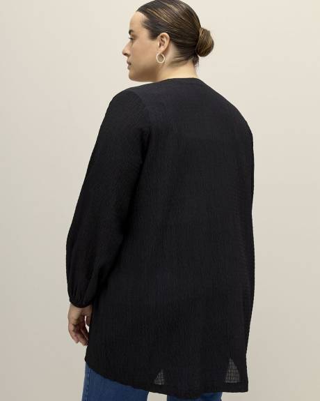 Black Kimono with Long Bubble Sleeves