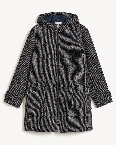 Three-Tone Wool Blend Coat