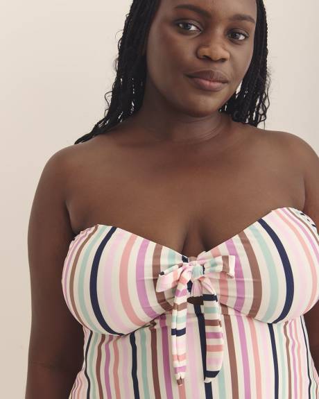 Multicoloured-Stripe Zanzibar Tankini Top - Raisins Curve