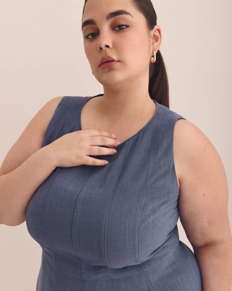 Sleeveless Fit and Flare Dress with Seam Details