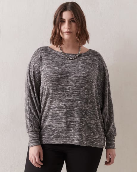Long Dolman Sleeve Top With Boat Neck - Addition Elle